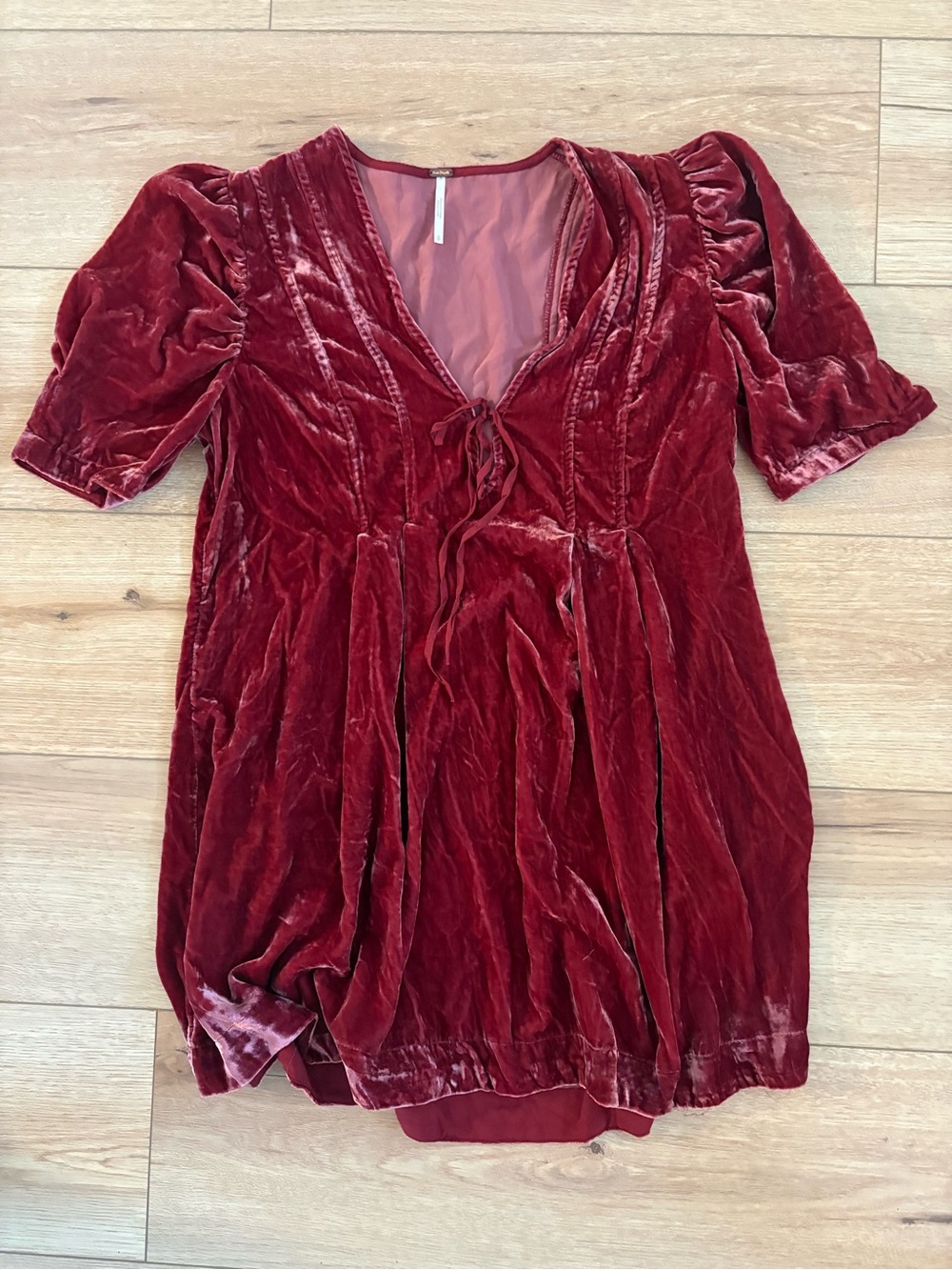 Free People Velvet Tie-Front Tunic in Wine Red